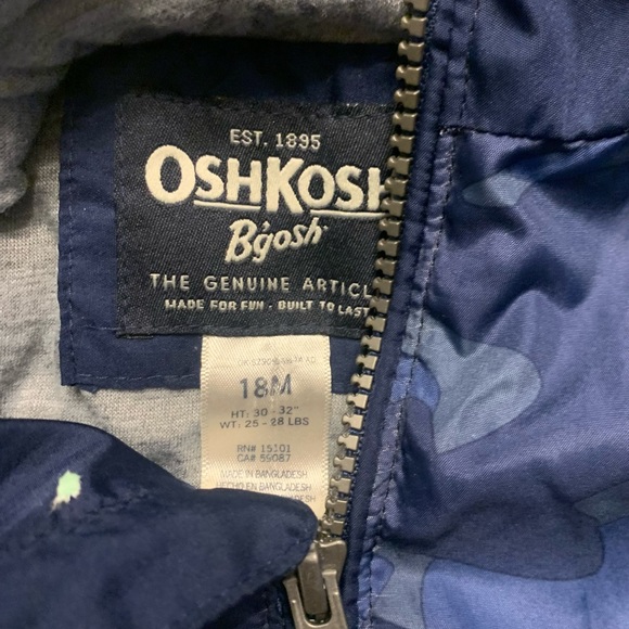Oshkosh Blue Boys Light weight navy jacket with hood - Picture 2 of 7